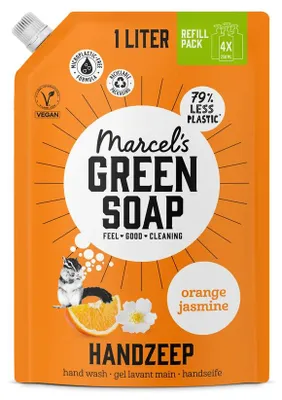 Productafbeelding van Marcel's Green Soap Handzeep Navulling - Sinaasappel & Jasmijn 1000 ml