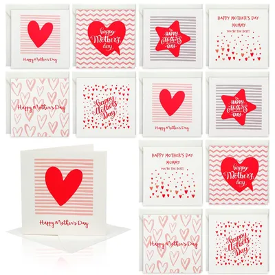 Immagine prodotto di Solidchoice - 24 set di biglietti di auguri per la Festa della Mamma, con buste, dimensioni 9,35 x 9,35 cm