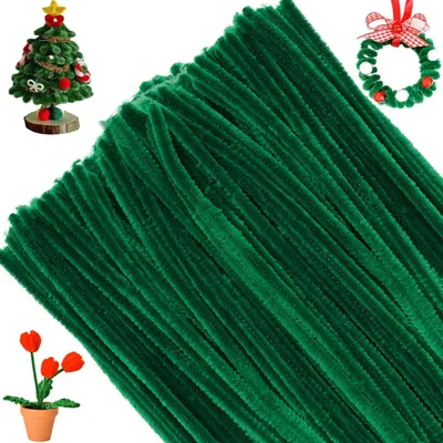 Produktbild von 200 Stück Grün Pfeifenreiniger, 6mm x 30cm Chenilledraht Pfeifenputzer für Kinder, DIY Handwerk und Weihnachtsdekoration