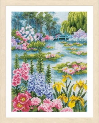 Produktbild von Lanarte Kreuzstich Stickpackung "Home and Garden. Am Seerosenteich, Zählstoff", Zählmuster, 24x33cm