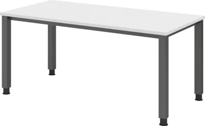 Produktbild von bümö Schreibtisch Serie-Q - Nachbildung: Weiß, Größe:  160 x 80 cm, Gestell: Graphit