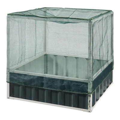 Produktbild von Hochbeet mit Netz ‘Alblasserdam’ mit 1 Paar Handschuhe Stahl 90 x 90 x 88 cm Anthrazitgrau
