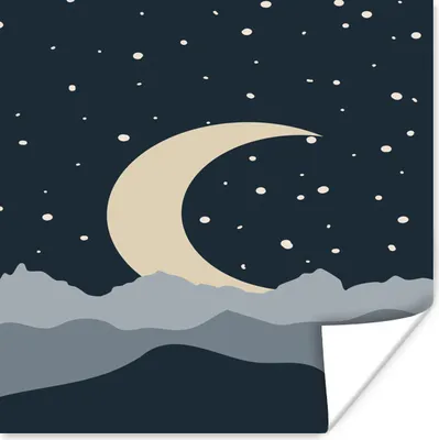 Produktbild von MuchoWow® Poster Pastell - Mond - Sternenhimmel 100x100 cm - Babyzimmer