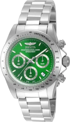 Obrázek produktu pro Invicta Speedway 14384 Pánské Hodinky - Quartz Hnutí - Nerezová Ocel se Zeleným Ciferníkem - 39 mm