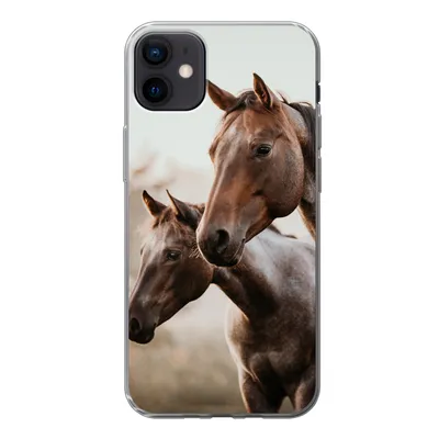Produktbild von MuchoWow® Handyhülle Schutzhülle Hülle für iPhone 12 mini Pferde - Natur - Braun Silikon Softcase Handy Hülle - Bild