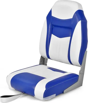Produktbild von GOPLUS Bootssitz 1 Stück, Bootsstuhl klappbar mit gepolstertem Sitz, hoher Rückenlehne, bequemer Steuerstuhl für Boot Yachten (Blau)
