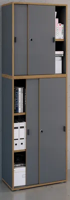 Produktbild von VCM Holz Büroschrank Ordner Aktenschrank Büromöbel Schrank Salia 5-fach Breite 60 cm Schiebetüren