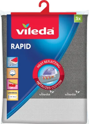 Obrázek produktu pro Vileda Rapid, Potah na žehlicí prkno, Bavlna, Šedá, 1300 x 450 mm, 225 mm, 55 mm