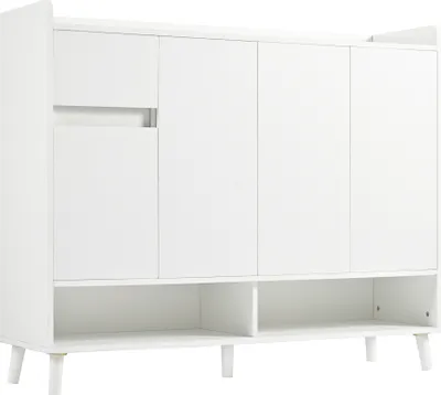 Produktbild von okwish  Schuhschrank mit 4 Türen und 1 Schublade, Sideboard mit Stauraum, Kommode mit einem verstellbaren Regal, Weiß