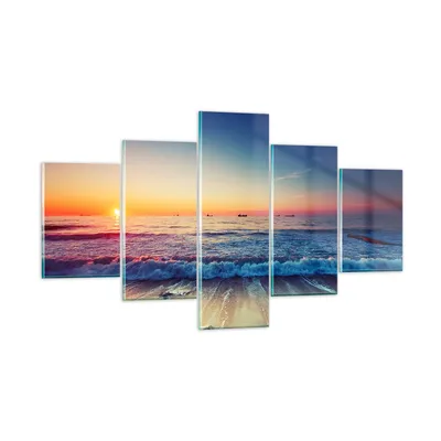 Produktbild von Bilder auf glas - Meer Strand Welle - 125x70cm - Glasbilder - Wandbilder - Kunstdruck - zum Aufhängen bereit - Wanddekoration aus Glas - Glas Bilder - Wandbild auf Glas - 5 Teile - GEA125x70-3613