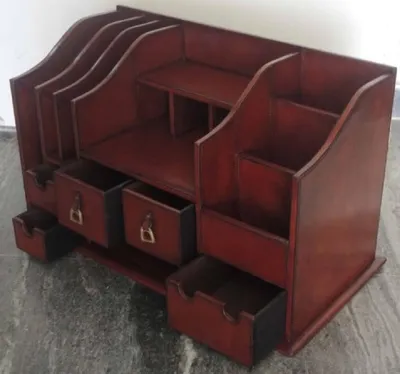 Image de Casa Padrino Luxe Organiseur de Bureau en cuir véritable Cognac Marron 65 x 32 x H. 37 cm - Accessoires de Luxe