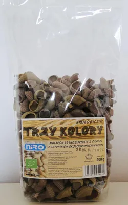 MAKARON (ORKISZOWY RAZOWY TRÓJKOLOROWY) MUSZELKI BIO 400 g - NIRO