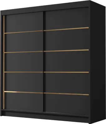 Produktbild von MIRJAN24 Schiebetürenschrank Bali IV, Kleiderschrank mit Kleiderstange, mit zwei Schwebetüren, Garderobe (Farbe: Schwarz)