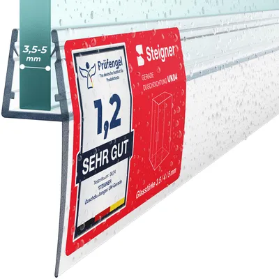 Immagine prodotto di STEIGNER Guarnizione doccia 200 cm UK04 (1 pz.) - Guarnizione verticale per doccia angolare o pentagonale con porta 3,5-5 mm - Colore: trasparente - Impermeabile, Facile installazione
