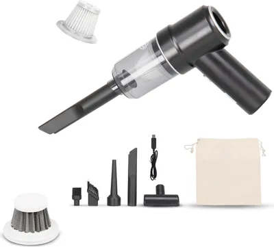 Zdjęcie produktu dla alca® Akumulatorowy odkurzacz ręczny I AkkuCleaner Compact 50W z wymiennym filtrem stalowym HEPA 7,4 V I 4500 Pa mocy ssania I z dyszami, funkcją nadmuchu i workiem I Czarny