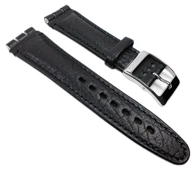 Produktbild von Uhrenarmband 19mm Leder schwarz für Swatch Uhren