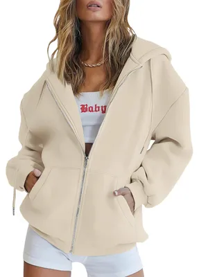 Produktbild von Oversized Damen Hoodie mit Reißverschluss und Taschen
