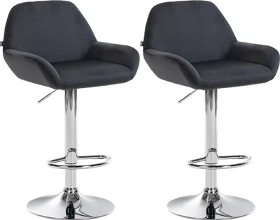 Produktbild von CLP 2er Set Barhocker Braga Samt drehbar und höhenverstellbar schwarz Material Gestell Metall in Chromoptik