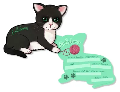 Produktbild von Katzen Einladungskarte 6 Stück