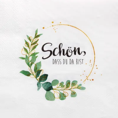 Produktbild von Servietten 33x33cm ( Schön das du da bist ), 1/4 Falz, 3-lagig, 120er Pack