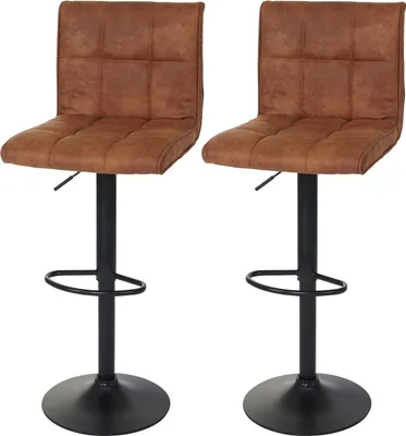Immagine prodotto di set di 2 sgabelli da bar HWC-B13, sgabello da banco, Similcuoio scamosciata certificata MVG ~ vintage marrone chiaro