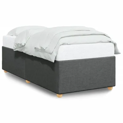 Image de vidaXL Cadre de lit sans matelas gris foncé 100x200 cm Tissu