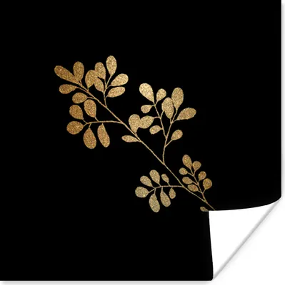 Produktbild von MuchoWow® Poster Gold - Pflanze - Blätter 75x75 cm - Wand Dekoration