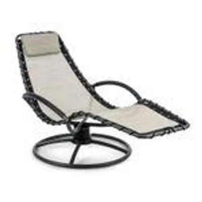 Produktbild von blumfeldt The Chiller - Liegestuhl , Schwingliege , Gartenliege , 77 x 85 x 173 cm , pflegeleicht , wetterbeständig , 360° Comfort-Schwingbewegung , ComfortMesh , stabiles Stahlrohr , beige