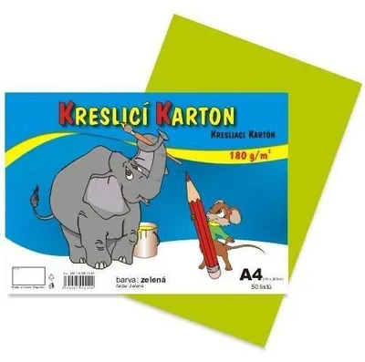 Obrázok produktu pre Karton kreslící A4, 180 g, zelený, 50 ks