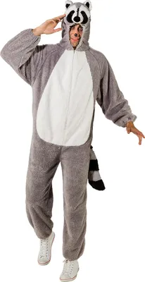 A person wearing a raccoon costume.