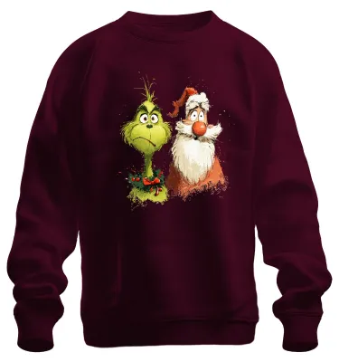 Produktbild von Grinch Weihnachtsmann lustig Weihnachten Geschenk Cartoon Sweatshirt Pullover, Burgundy, S