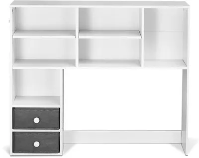 Immagine prodotto di Libreria a 3 ripiani, scaffale portaoggetti, dimensioni 94 x 25,4 x 79,2 cm, libreria in legno con 2 cassetti, colore bianco