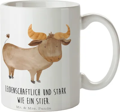 Produktbild von Mr. & Mrs. Panda Teepott Sternzeichen Stier - Weiß - Geschenk, Pott, Tasse, Geburtstag Mai, Teetasse, Rind, haferl, Kaffeetasse, April, Ochse, Aszendent