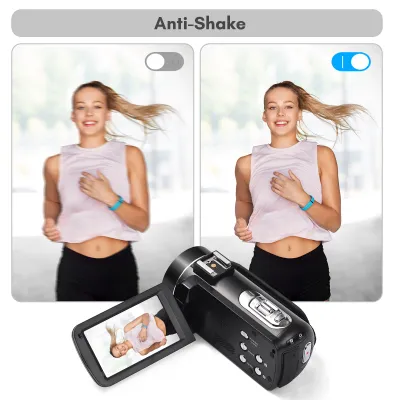 Obrázek produktu pro Digitální videokamera s rozlišením 2,7K, videokamera, DV rekordér, 48 MP, 16násobný zoom, 3,0palcový dotykový IPS displej, podpora rozpoznávání obličeje, režimy „Krása“, „Úsměv“, A