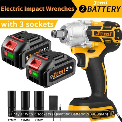 Produktbild von Jemi Tool 3-in-1 Akku-Schlagschrauber, 21V, 3,0AH, 3 Aufsätze, max. 4000 U/min, variable Drehzahl, inkl. 2 Akkus.