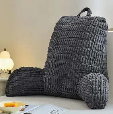Lesekissen 80x55 cm, ergonomisch, mit Armlehnen, dunkelgrau
