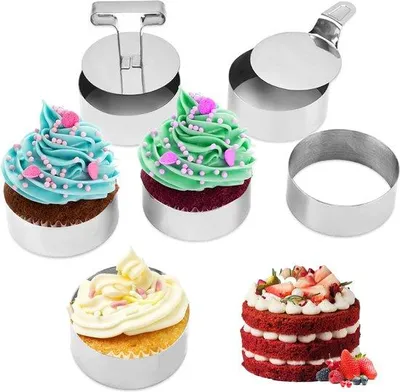 Produktbild von Famanu Dessert-Ringe 8 Stück 8,8 cm - Edelstahl Backring mit Lifter