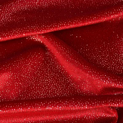 Produktbild von Samtstoff Meterware Stretchsamt Glitzer rot silber 1,5m