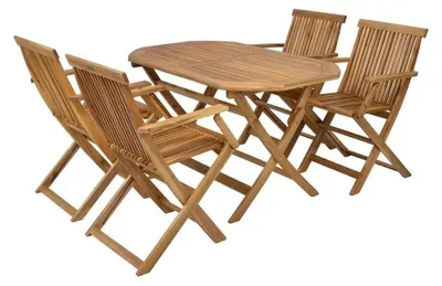 Produktbild von Gartenmöbelset aus Akazienholz – 4-teilig, klappbar, wetterfest