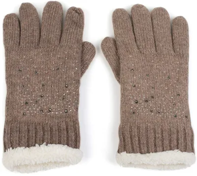 Productafbeelding van styleBREAKER dames wollen handschoenen met strass-versiering en fleecevoering | warme winterhandschoenen met glinsterende details | zachte, thermische handschoenen voor de vingers