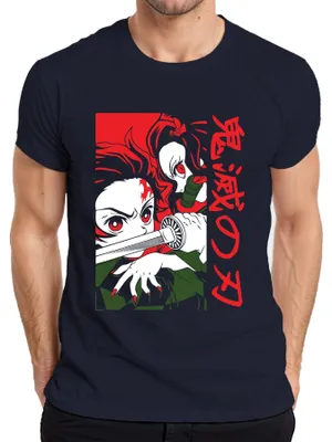 Produktbild von Kimetsu no Yaiba Nezuko Katana Anime Manga Japan Geschenk Cosplay Herren T-Shirt, Navy, L