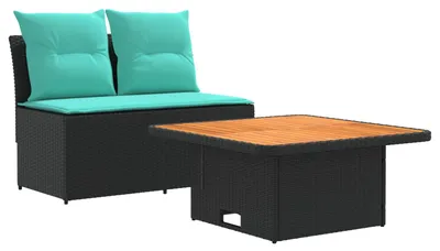 Immagine prodotto di vidaXL 2 pezzi: divanetto da giardino con tavolino ribaltabile in polyrattan