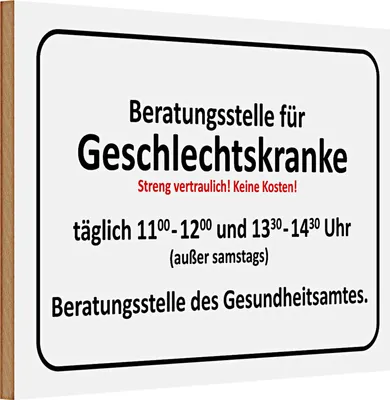 Produktbild von Holzschild Spruch Spruch 30x20cm Beratungsstelle für Geschlechtskranke