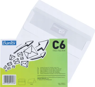 Immagine prodotto di Busta autoadesiva standard Bantex C6 25 pezzi per confezione BIANCO