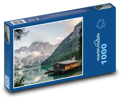 Produktbild von Puzzle 1000 Hütte am Gebirgssee - martinpuzzle