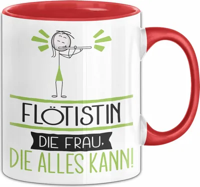 Produktbild von Flötistin Geschenk Tasse Becher Die Frau Die Allen Kann Geschenkidee für eine Flötistin Lustig (Rot)