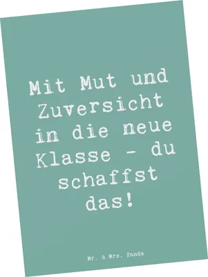 Produktbild von Mr. & Mrs. Panda Ansichtskarte Spruch Erster Schultag Mut und Zuversicht - Meeresbrise - Geschenk, Postkarten, Chancen, neue Klasse, Kunstkarten, Ansichtskarten, Neugier