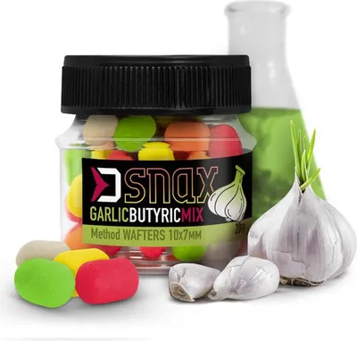 Produktbild von 20g 10x7mm SNAX WAFTER Multicolor Mini Boilie Garlic Butyric