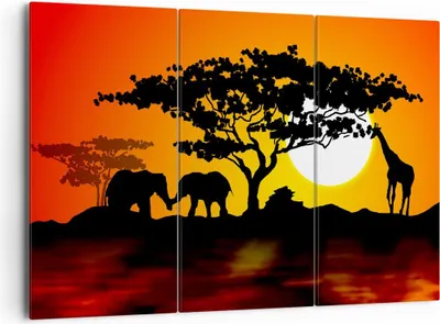 Produktbild von Bild auf Leinwand - Leinwandbild - Tiere Safari Savanne Giraffe - 165x110cm - Wand Bild - Wanddeko - Leinwanddruck - Bilder - Kunstdruck - Wanddekoration - Leinwand bilder - Wandkunst - CE165x110-0539