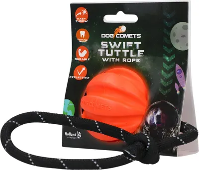 Produktbild von Dog Comets Hundespielzeug Ball Swift Tuttle mit Seil orange